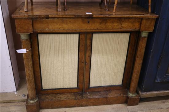 A Regency burr wood chiffonier, W.108cm